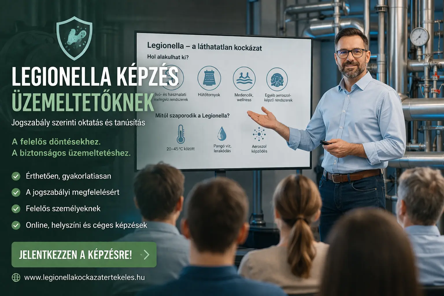 Legionella képzés üzemeltetőknek és felelős személyeknek